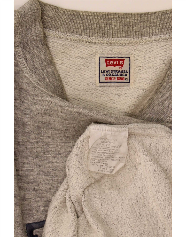 Felpa grafica da uomo Levi's, maglione XL, cotone chiazzato grigio