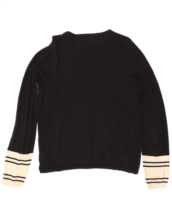 Maglione maglione girocollo da donna Whistle UK 14 Lana a righe nere grandi