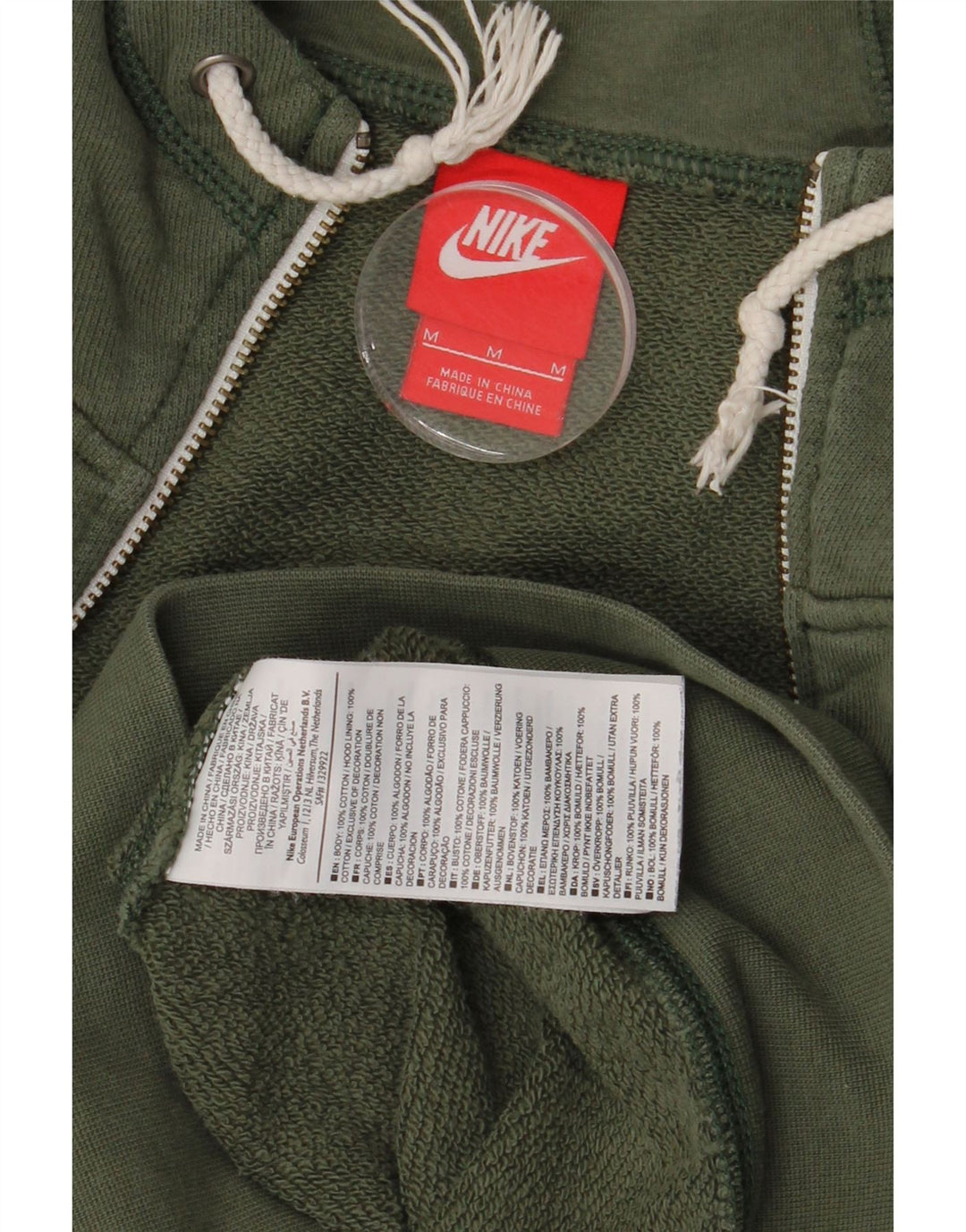 Felpa con cappuccio e zip Nike da uomo in cotone kaki medio