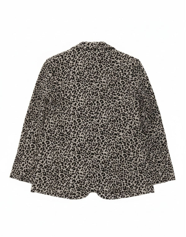 Giacca blazer aperta da donna Marks & Spencer UK 14 grigio medio stampa animalier