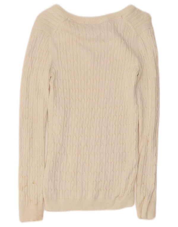 Crew Clothing Maglione da donna con scollo a V UK 8 piccolo cotone bianco