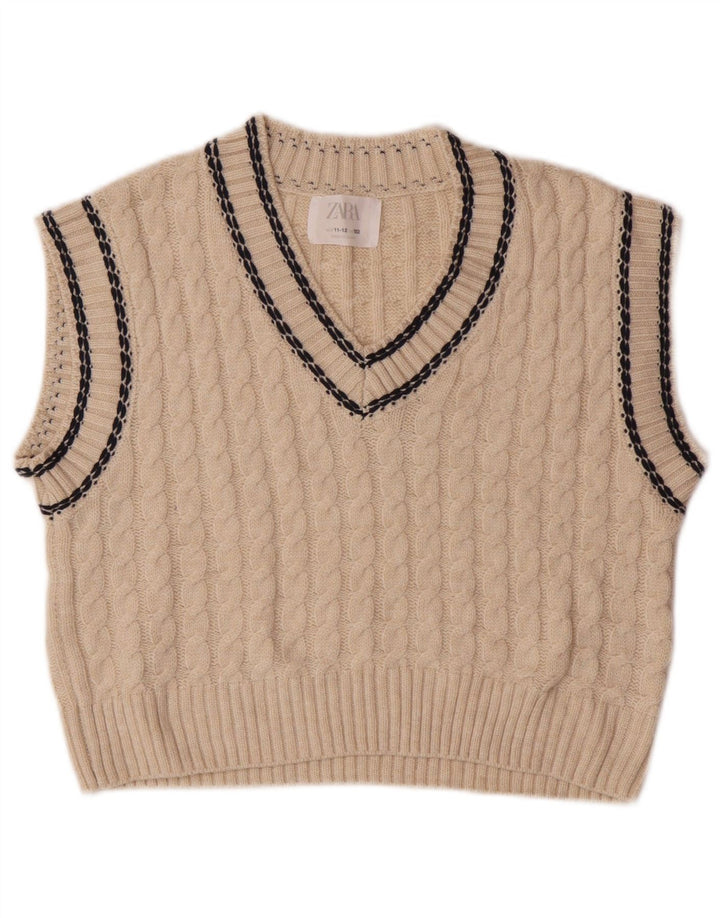 Canottiera Zara per ragazze 11-12 anni in poliestere bianco sporco