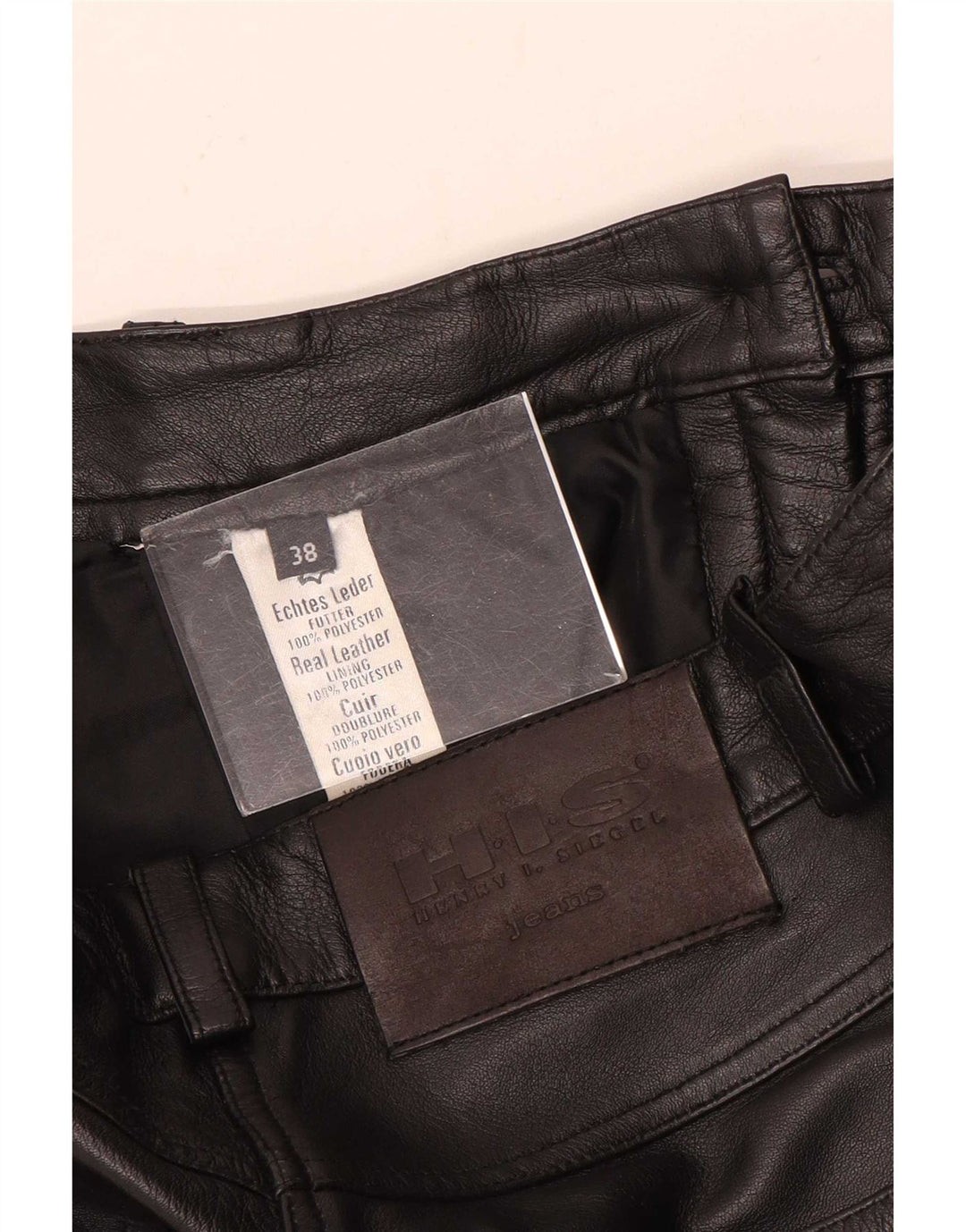 Pantaloni dritti in pelle da donna H.I.S EU 38 Medium W28 L34 Nero