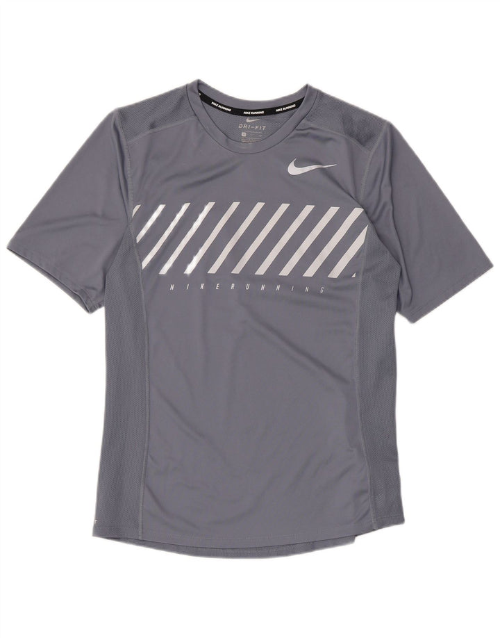 T-shirt grafica Nike Dri Fit da uomo, piccola, in poliestere grigio