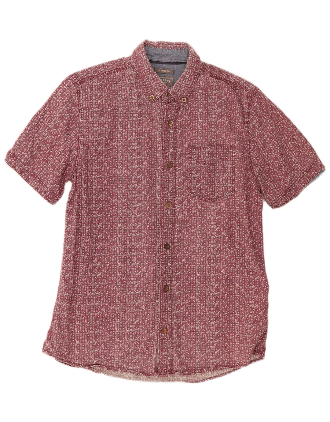 Camicia da uomo a maniche corte dal taglio classico Fat Face, in lino geometrico rosso piccolo