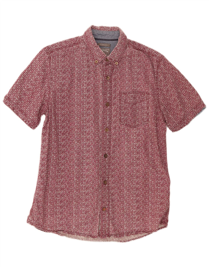 Camicia da uomo a maniche corte dal taglio classico Fat Face, in lino geometrico rosso piccolo
