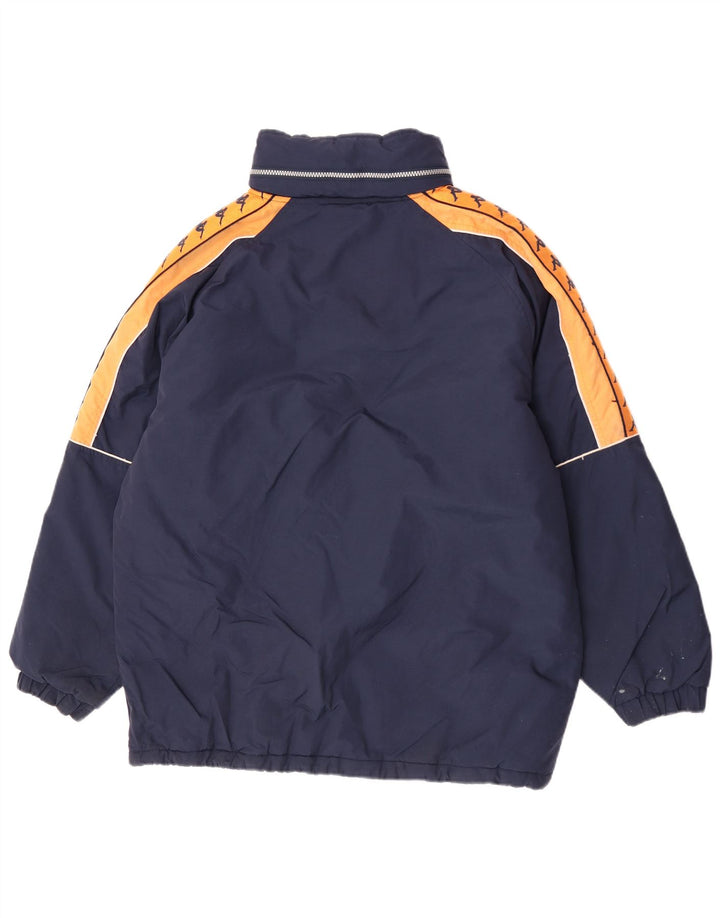 Giacca imbottita con cappuccio grafico da uomo Kappa UK 38 Medium Navy Blue Colourblock