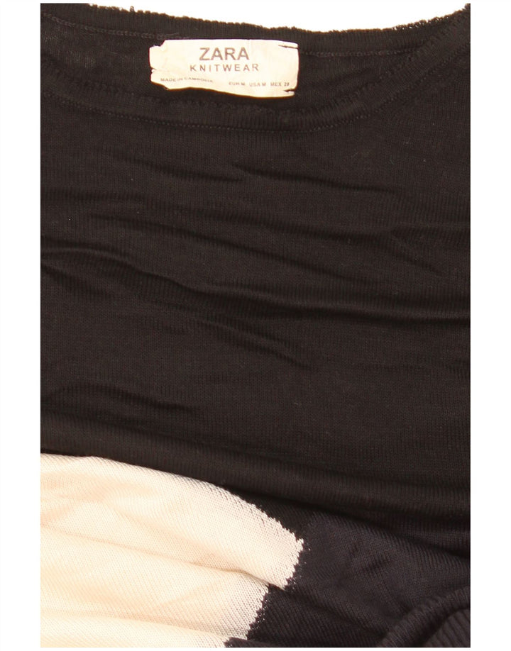 Maglione maglione con scollo a barca da donna Zara UK 14 blocco colore medio multicolore