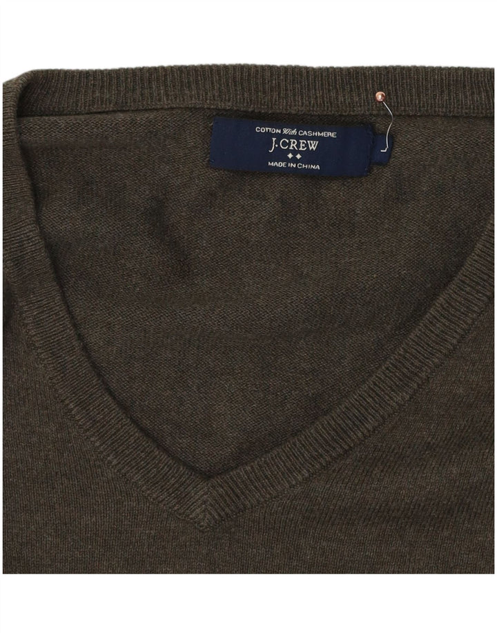 J. CREW Maglione da uomo con scollo a V grande cotone kaki