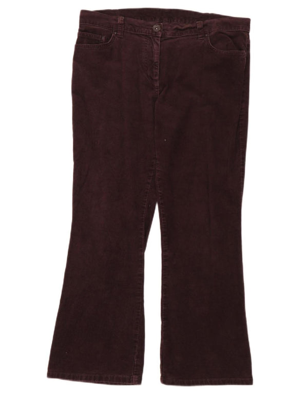 Pantaloni di velluto a coste da donna Marks & Spencer UK 14 Large W32 L26 Borgogna