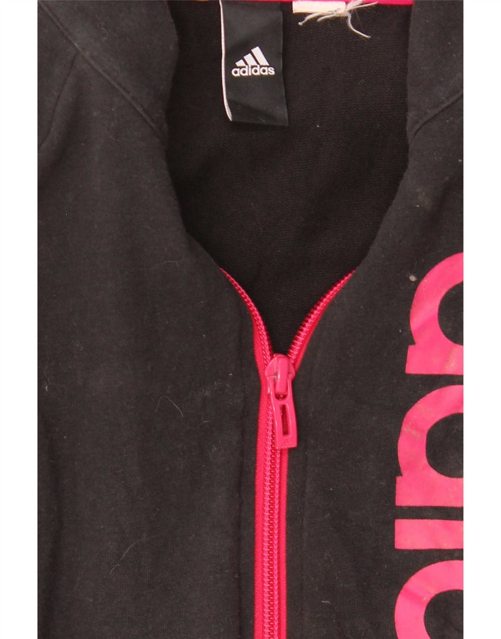 Giacca da ginnastica grafica da donna Adidas UK 6 XS nera