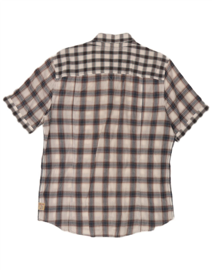 Camicia Guess da uomo a maniche corte a quadri grigi grandi