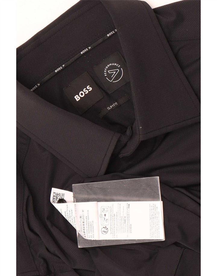 Camicia slim fit da uomo Hugo Boss taglia 40 media nera in poliammide