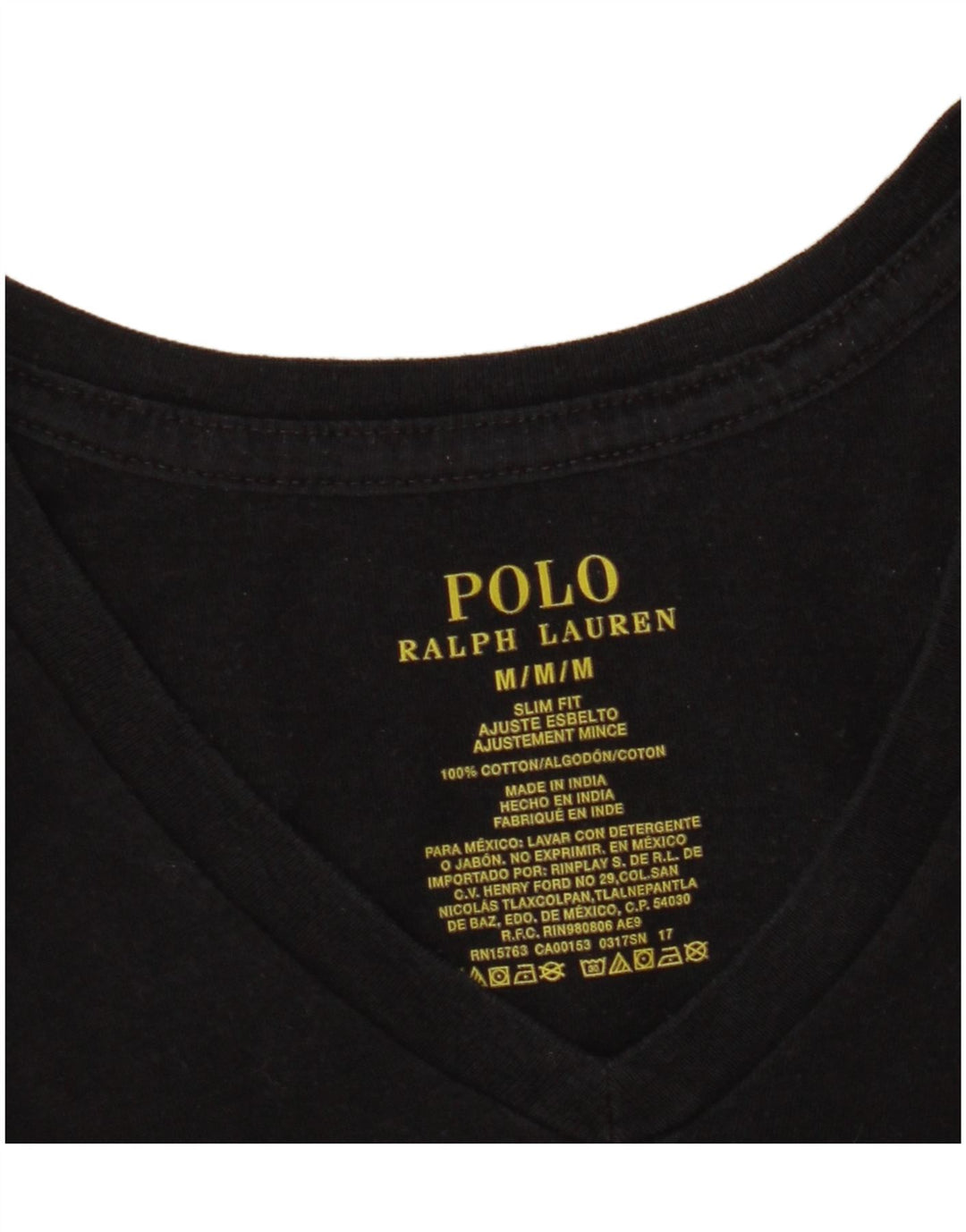 POLO RALPH LAUREN T-shirt da uomo slim fit top in cotone nero medio