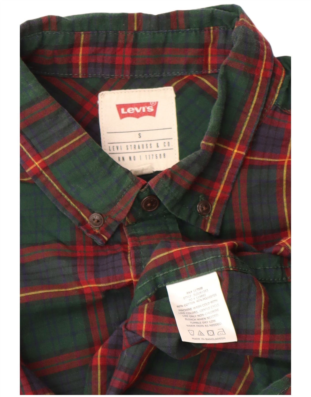 Camicia Levi's da uomo in cotone a quadri piccoli verdi