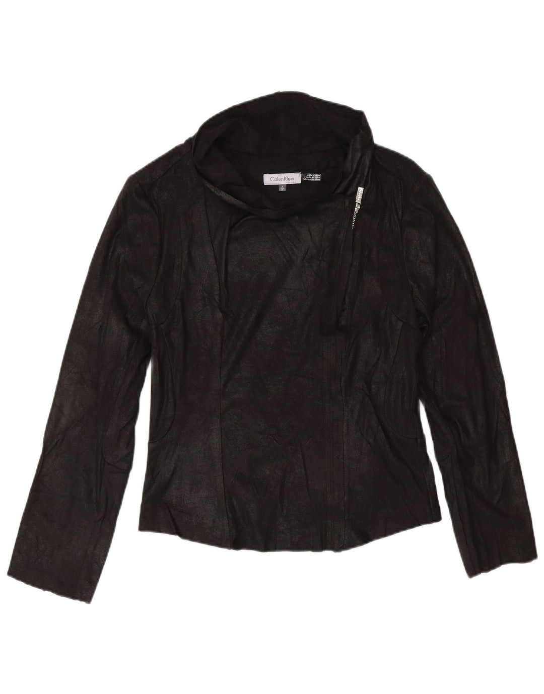Giubbotto bomber da donna in ecopelle Calvin Klein UK 10 piccolo motociclista nero