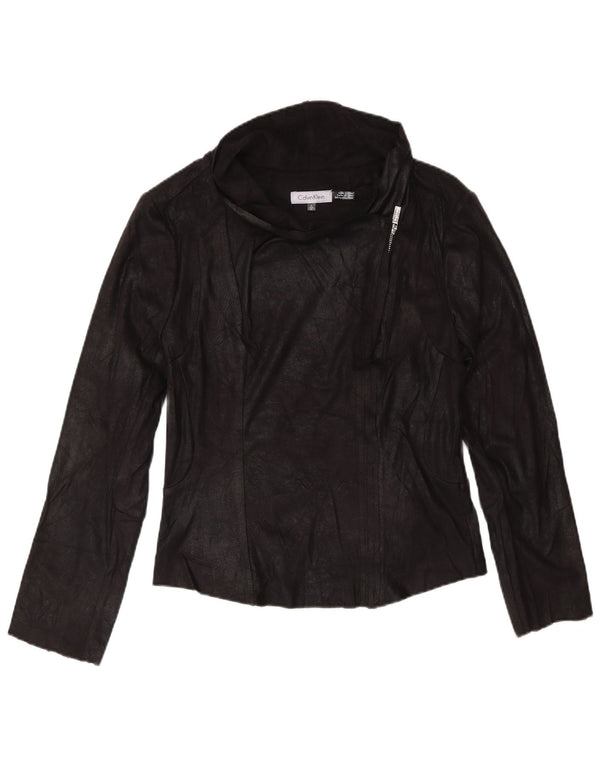 Giubbotto bomber da donna in ecopelle Calvin Klein UK 10 piccolo motociclista nero