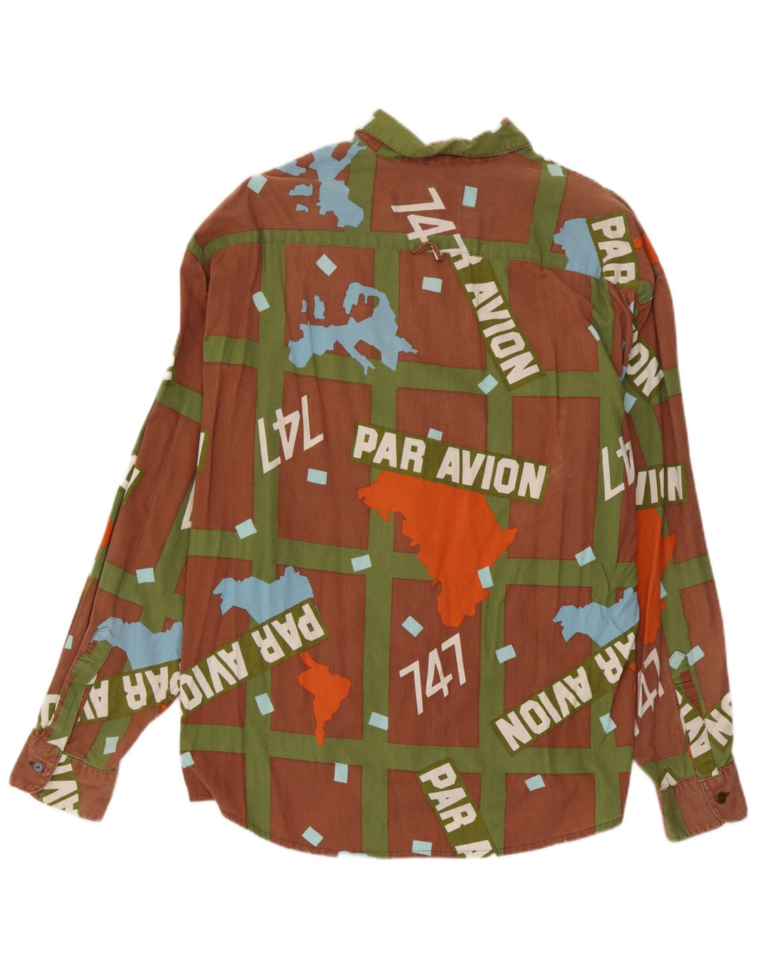 Camicia grafica da uomo Par Avion a quadri marrone medio