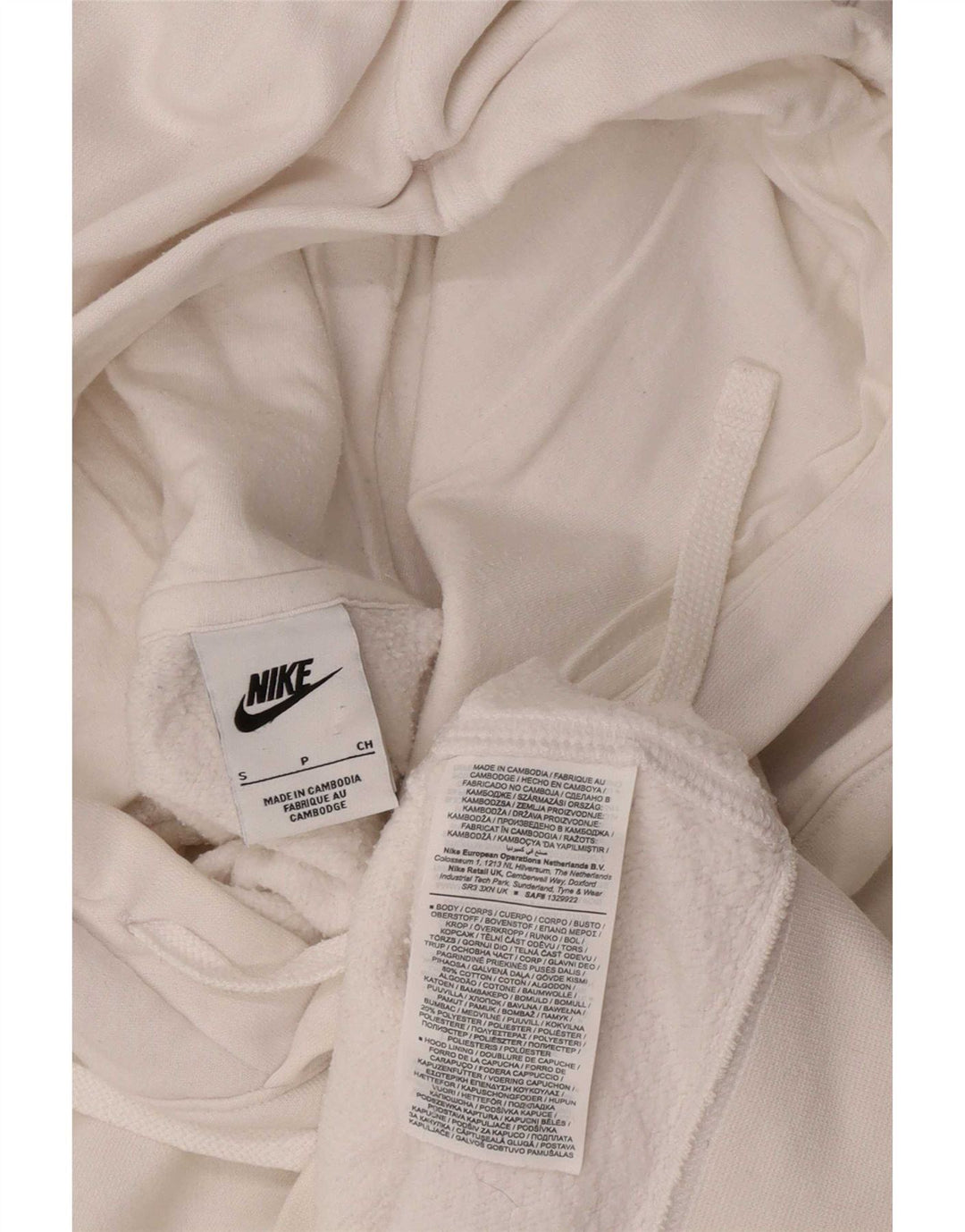 Felpa con cappuccio da uomo Nike Small in cotone bianco