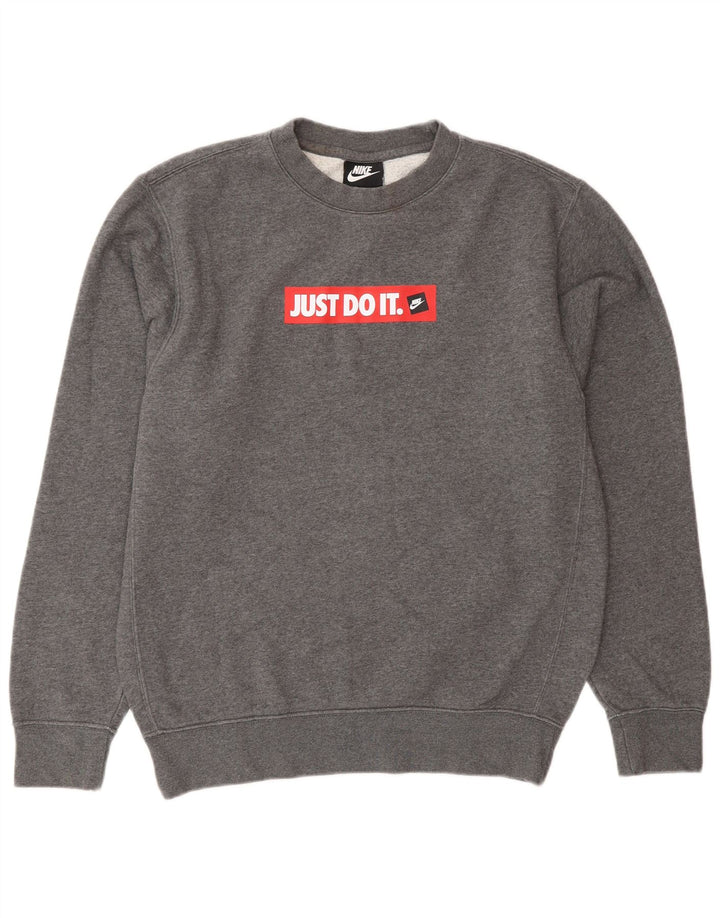 Felpa con grafica Nike da uomo, piccola, in cotone grigio