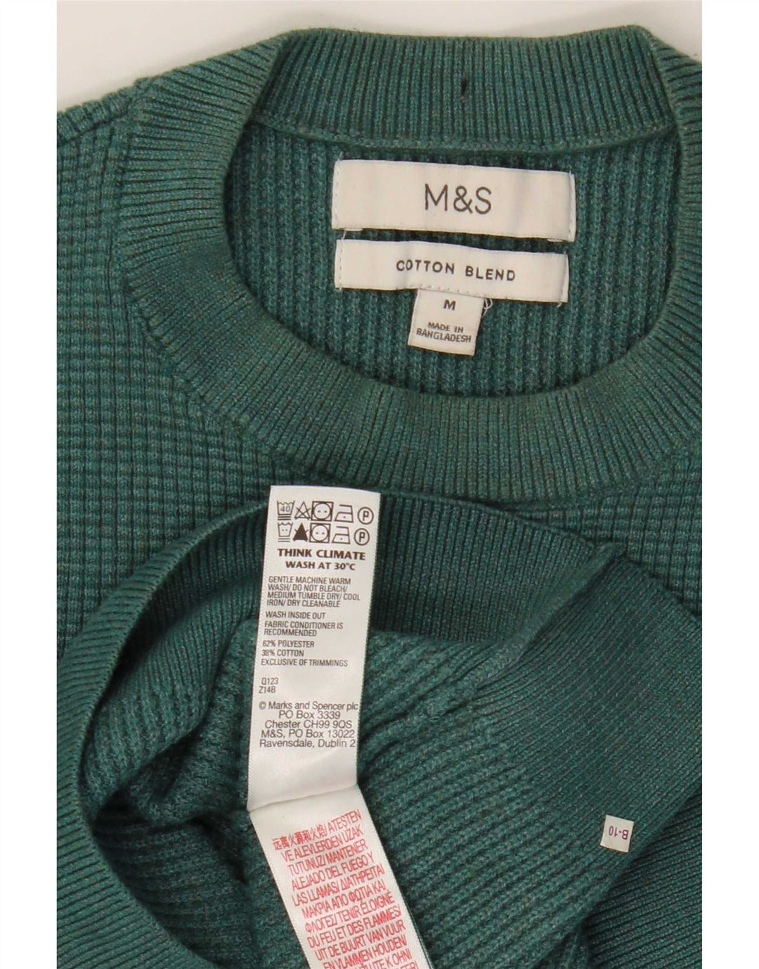 Maglione maglione girocollo da uomo Marks & Spencer verde medio poliestere