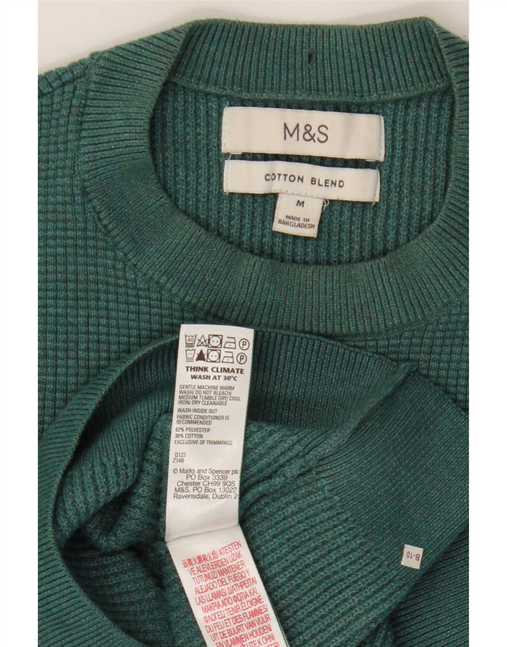 Maglione maglione girocollo da uomo Marks & Spencer verde medio poliestere