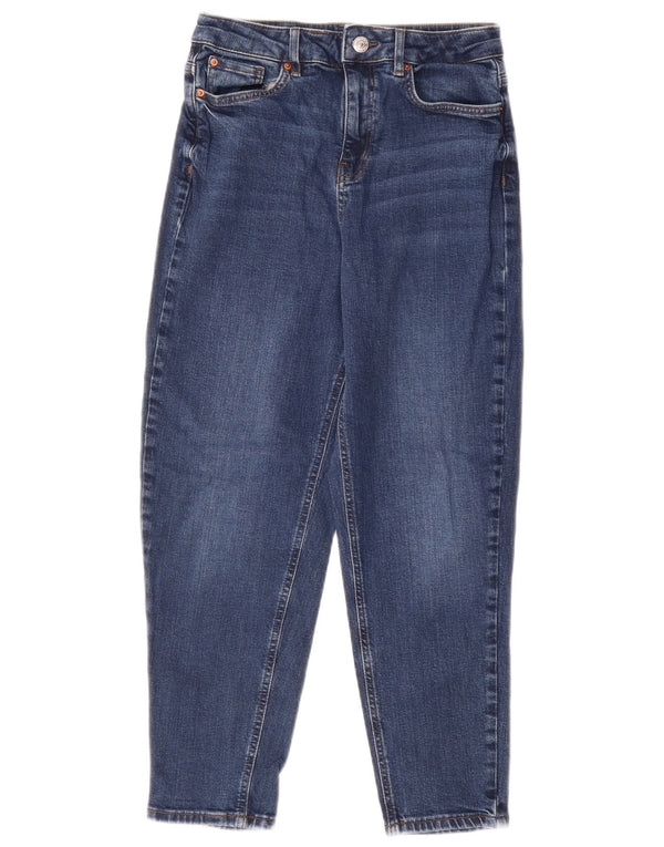 Marks & Spencer Jeans affusolati Mom a vita alta da donna UK 10 Small W28 L26 Blu