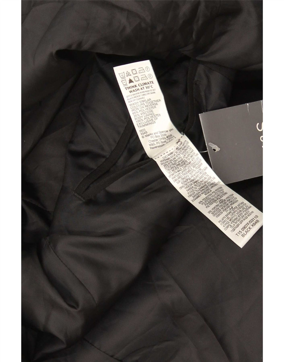 Giacca blazer a 2 bottoni da uomo Marks & Spencer taglia 44 XL poliestere nero
