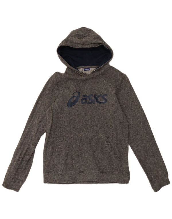 Felpa con cappuccio grafica da uomo Asics piccola in cotone grigio