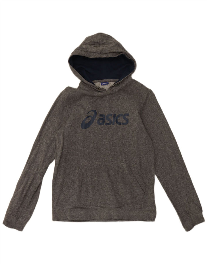 Felpa con cappuccio grafica da uomo Asics piccola in cotone grigio