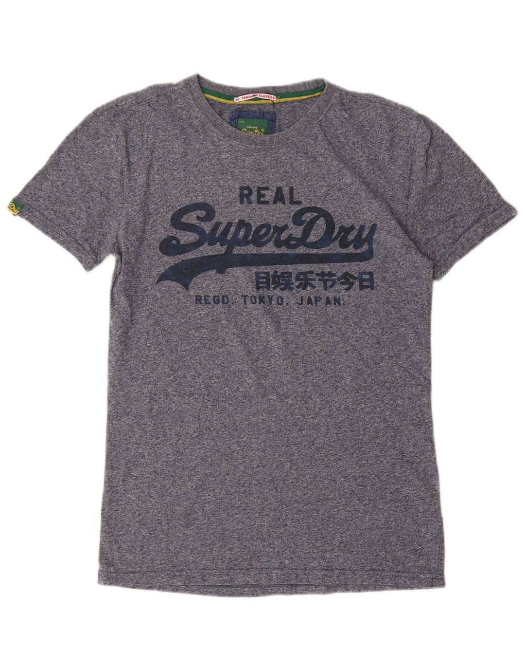 T-shirt grafica da uomo SUPERDRY Top in cotone chiazzato blu piccolo