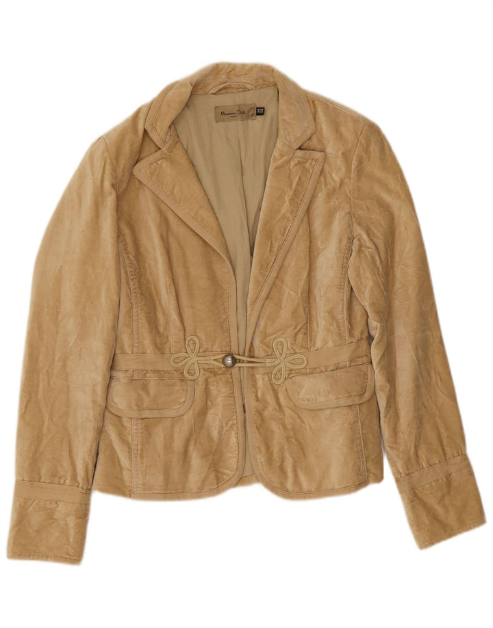 Giacca blazer da donna a 1 bottone in velluto Massimo Dutti EU 38 piccola in cotone beige
