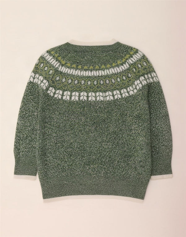 Maglione vintage da donna con scollo a barca UK 22 3XL Acrilico Fair Isle verde