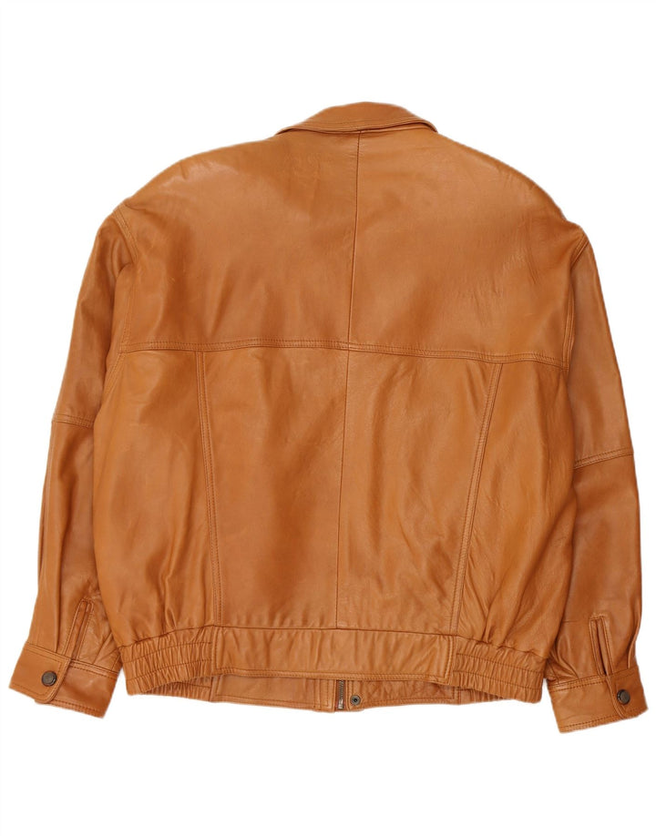 Giacca in pelle vintage da uomo vestibilità ampia EU 48 Pelle di agnello marrone medio
