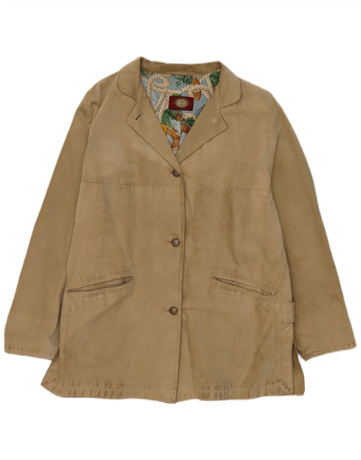 Soprabito oversize da donna in pelle scamosciata Nazareno Gabrielli IT 40 Small Beige