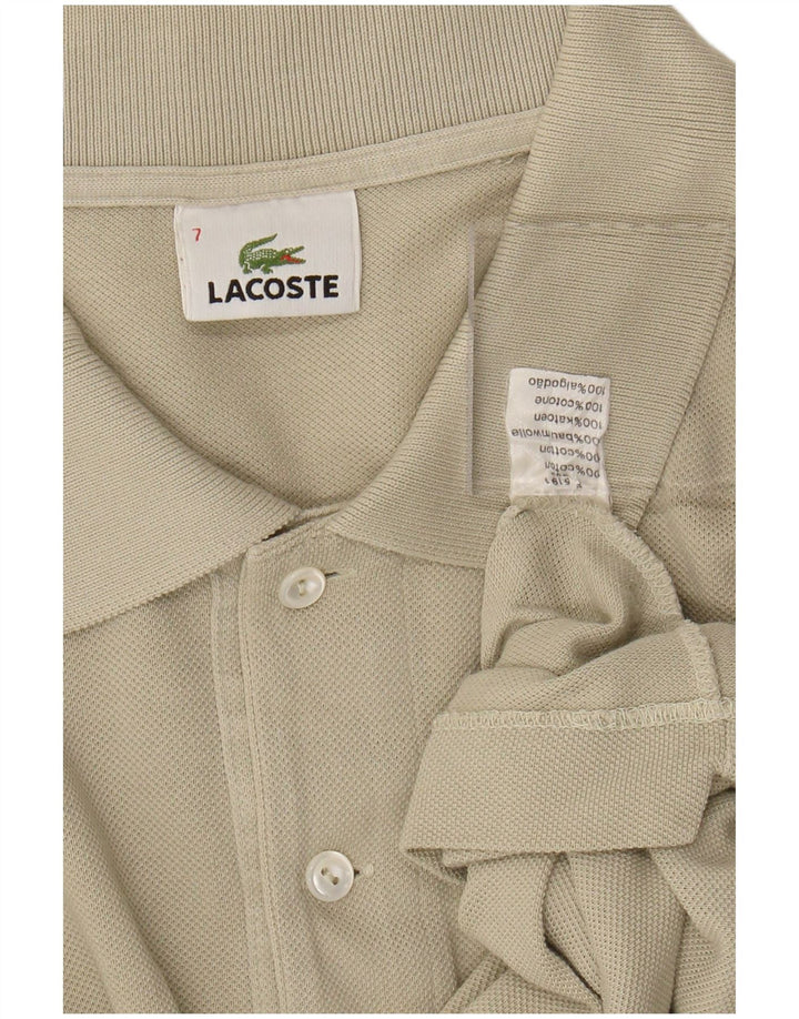 LACOSTE Mens Polo Shirt Size 7 2XL Beige Cotton
