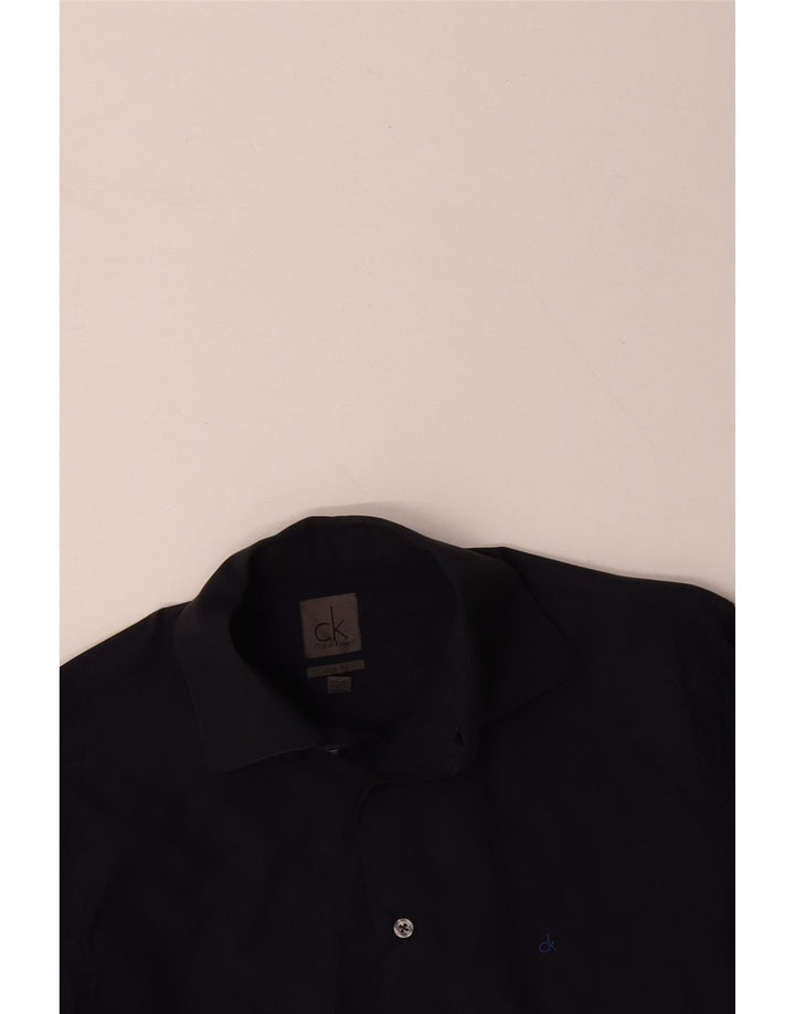 CALVIN KLEIN Camicia slim fit da uomo piccola in cotone blu navy