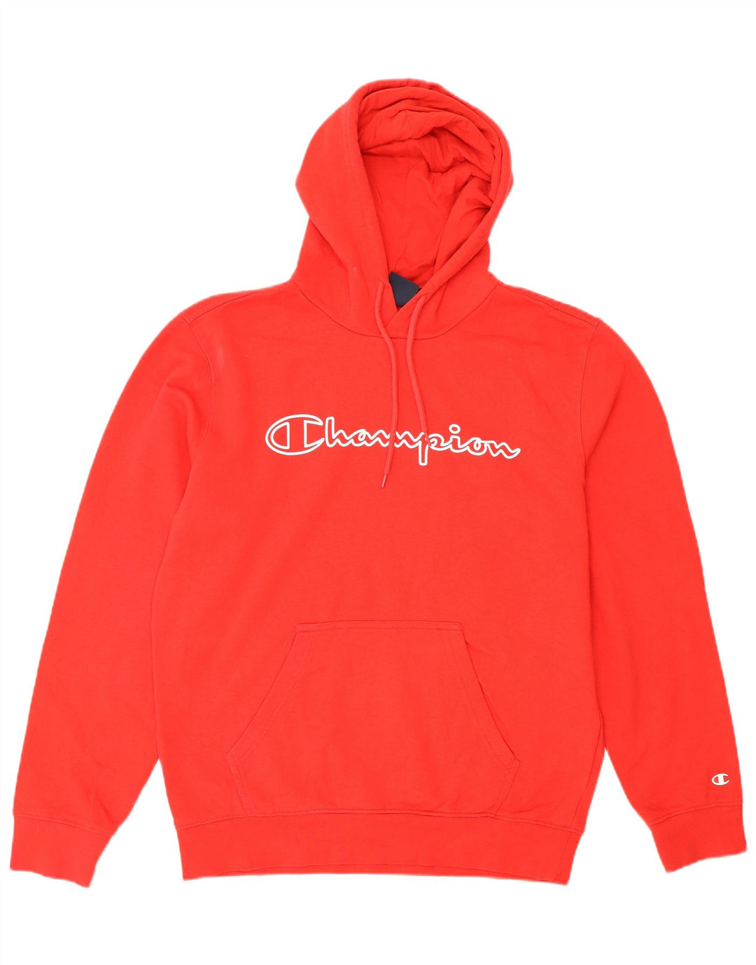 Maglione con cappuccio grafico da uomo Champion in cotone rosso medio