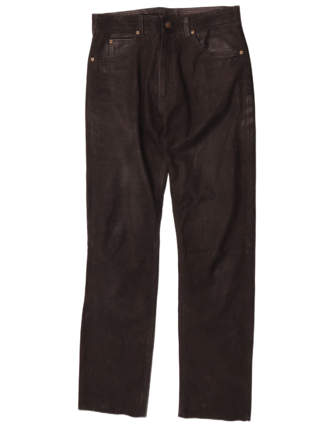 Pantaloni dritti in pelle vintage da uomo W30 L32 neri