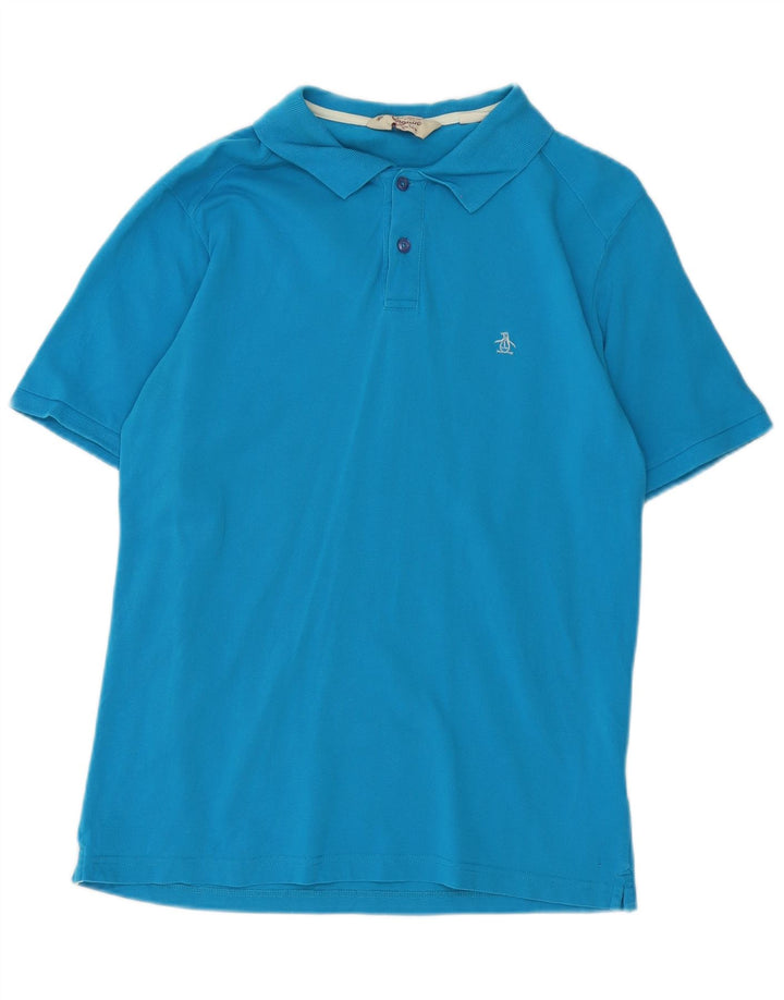 Polo da uomo Penguin Heritage slim fit in cotone blu medio