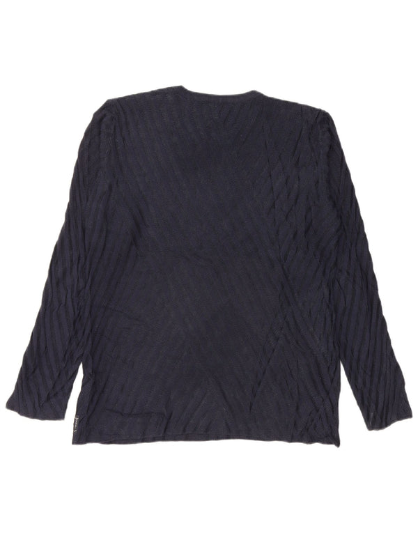 Armani Jeans Top da donna a maniche lunghe UK 16 Large in viscosa blu navy