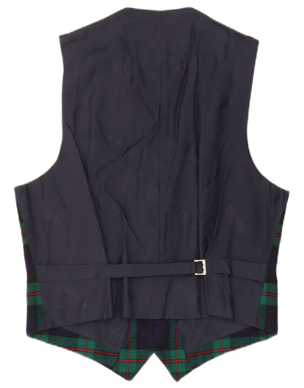 Gilet Uomo Cacharel IT 50 Medio Lana a quadri Blu Navy