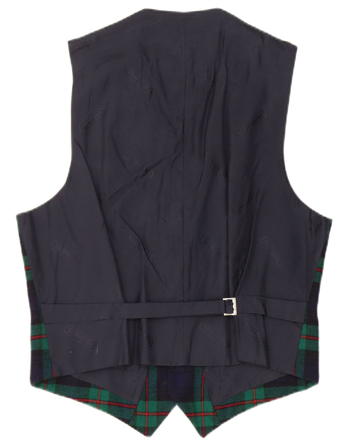 Gilet Uomo Cacharel IT 50 Medio Lana a quadri Blu Navy
