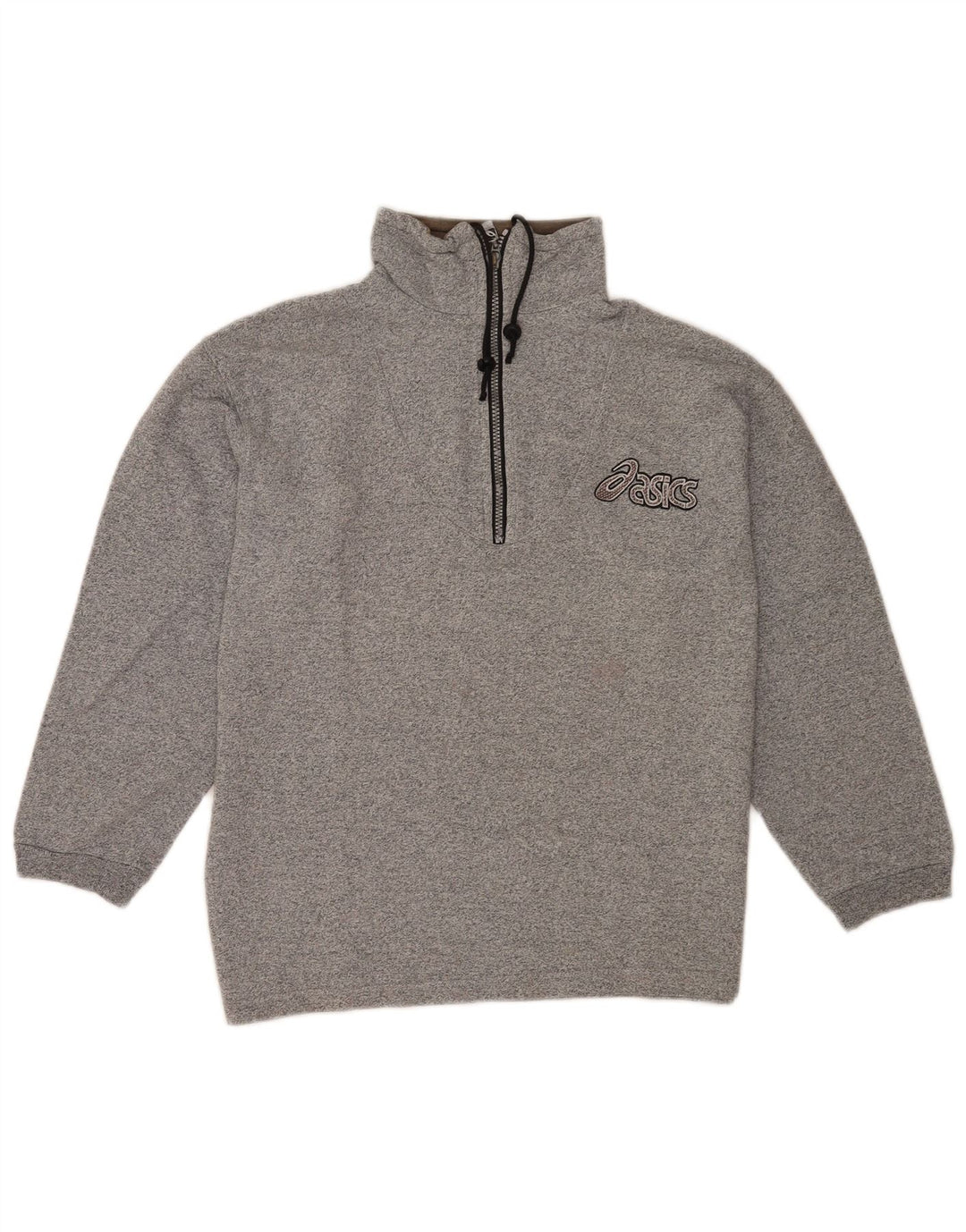 Felpa Asics da uomo con collo con zip grafica, maglione piccolo, cotone chiazzato grigio