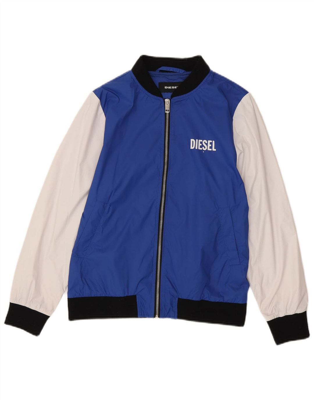 Giubbotto bomber grafico da ragazzo Diesel 11-12 anni in nylon color block blu