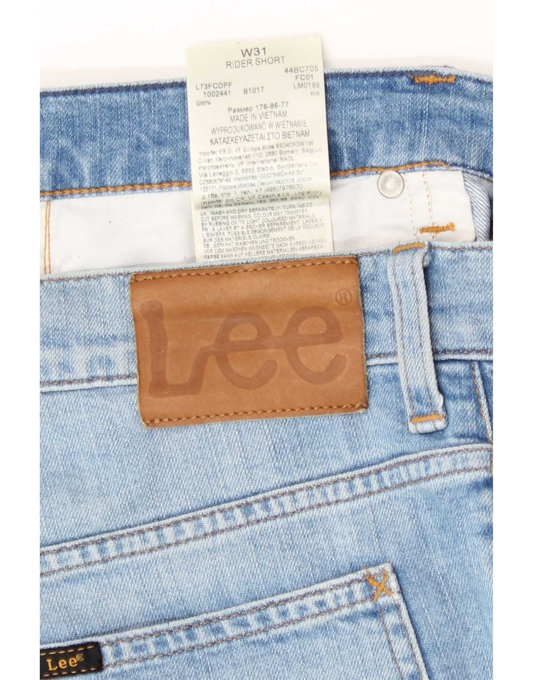Pantaloncini di jeans Lee Rider da uomo W31 in cotone blu medio