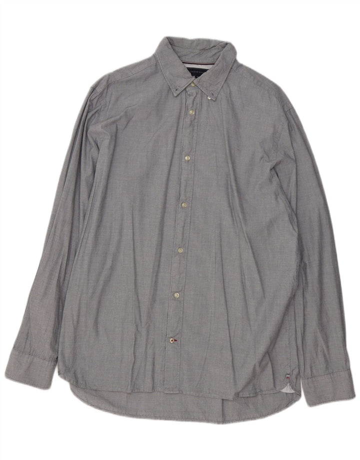 TOMMY HILFIGER Camicia da uomo vestibilità regolare XL in cotone grigio