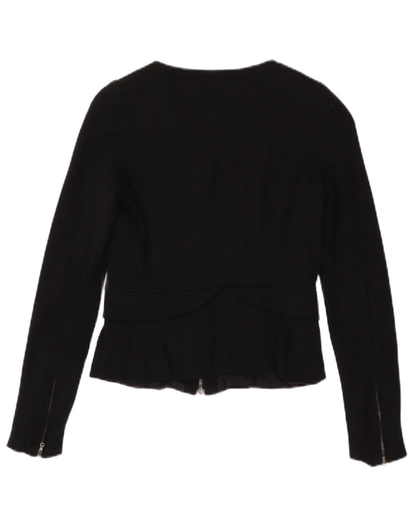Max & Co. Giacca blazer con zip intera da donna UK 8 piccola viscosa nera