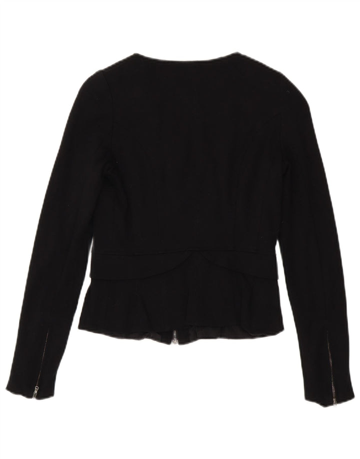 Max & Co. Giacca blazer con zip intera da donna UK 8 piccola viscosa nera