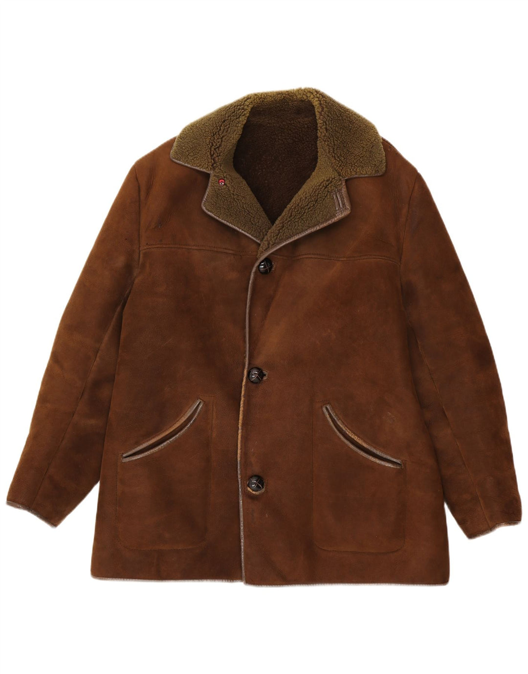 NURSEYS Giubbotto in shearling da uomo UK 42 XL in pelle marrone